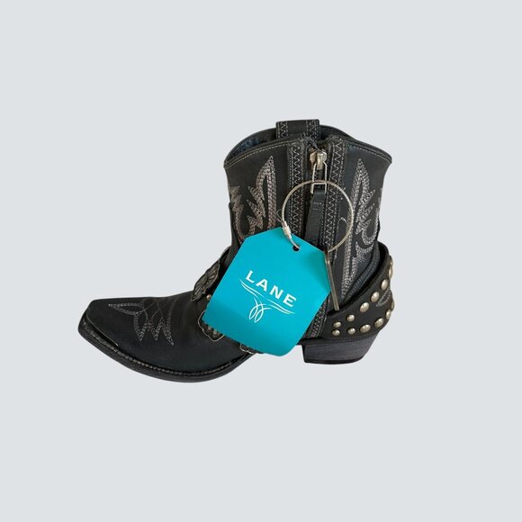 Lane Cossette Black Leather Cowboy Booties – Women’s Size 8.5 - Picture 9 of 9